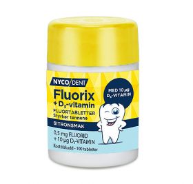 Nycodent Fluorix fluortabletter med D3-vitamin sitronsmak 100 stk