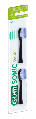 Gum Sonic Daily Soft elektrisk tannbørstehode refill svart 2 stk